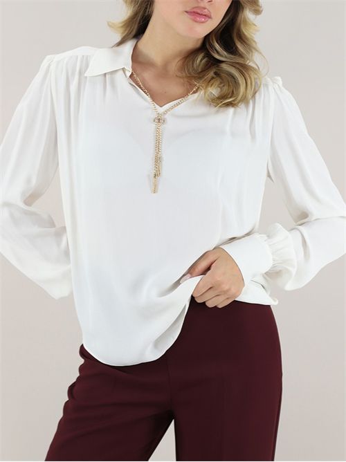 Blusa con arricciature e catena Oval T TWINSET | TP2291/00381